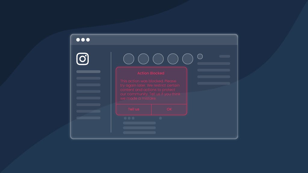 Action Blocked error message on Instagram